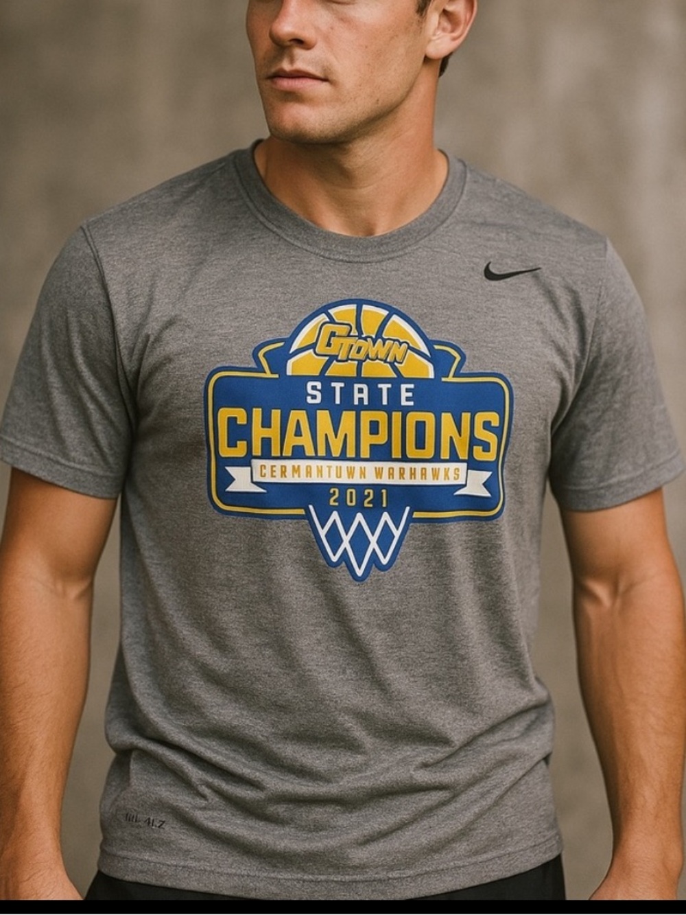 NWT Nike DRY Gray G Town State Champions Germantown Warhawks 2021 Basketball XL